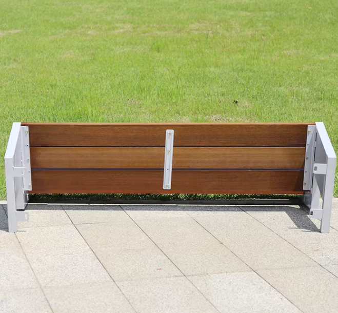 Heavy Duty Metal Urban Outdoor Seating Benches Knock-down Solid Wood Park Waiting Street Patio Benches