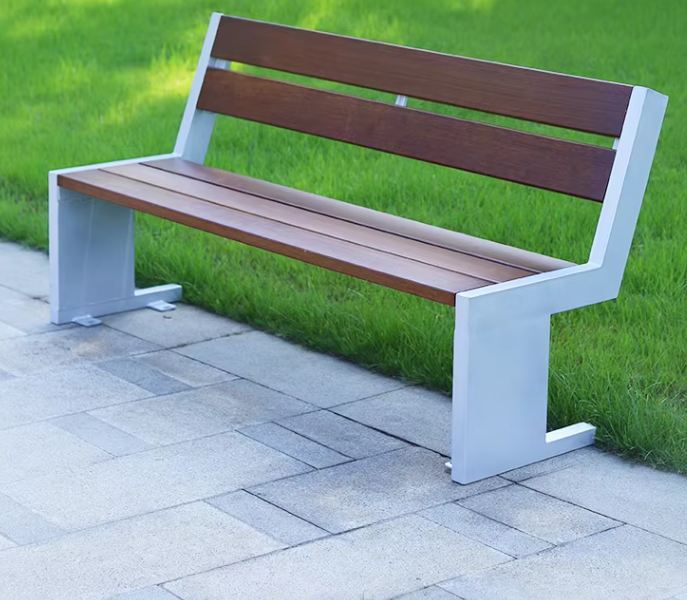 Heavy Duty Metal Urban Outdoor Seating Benches Knock-down Solid Wood Park Waiting Street Patio Benches