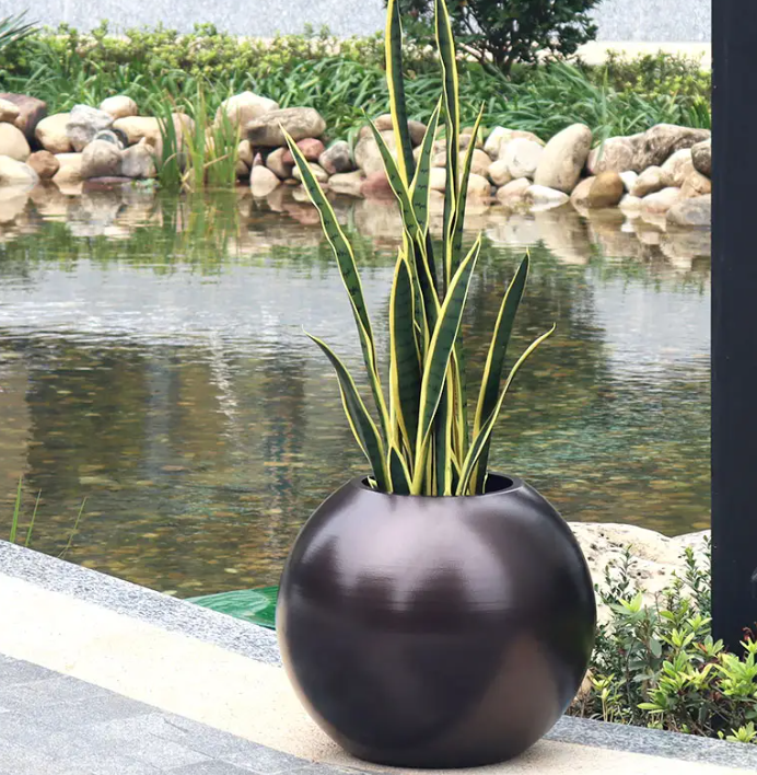 HOT Round Shape Aluminium Planter High Quality Planter Box White Flower Pot