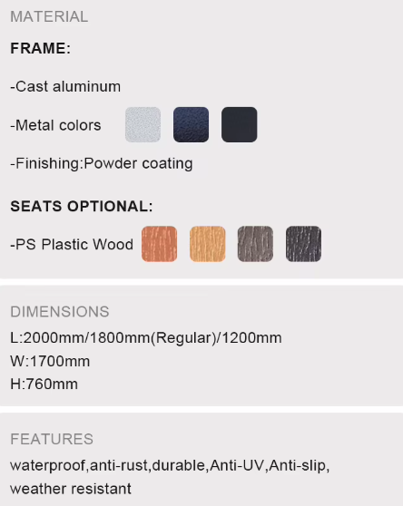 Outdoor Metal Structure Plastic Wood Table and Chair Set for Restaurant Dining and Gatherings