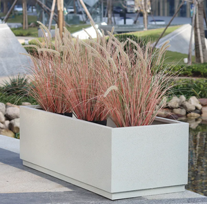 High quality outside rectangle white stainless steel flower pot home decoration outdoor planters long large flower pots for sale