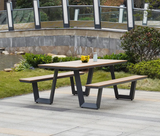 Picnic Tables Outdoor PS Wood Aluminium for Restaurant Outdoor Folding Tables and Chairs Outside Patio Table Set for Event