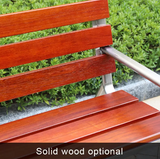Outdoor Park Stainless Steel Bench Wooden Seating Chair