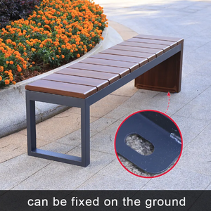 Outdoor garden bench full metal wood grain bench