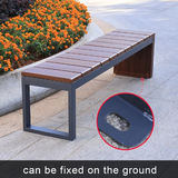 Outdoor garden bench full metal wood grain bench