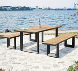 Outdoor Picnic Table Aluminum Table Set Plastic Wood Garden Table for Event Resort Hotel Club
