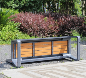 Wood and stainless steel chair garden seating bench