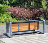 Wood and stainless steel chair garden seating bench