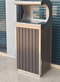 Freestanding Wooden Garbage Can - Outdoor Wooden Trash Bin for Public Area Waste Container