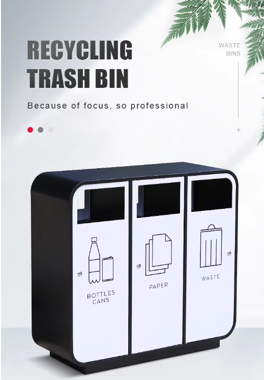 Metal outdoor trash bin