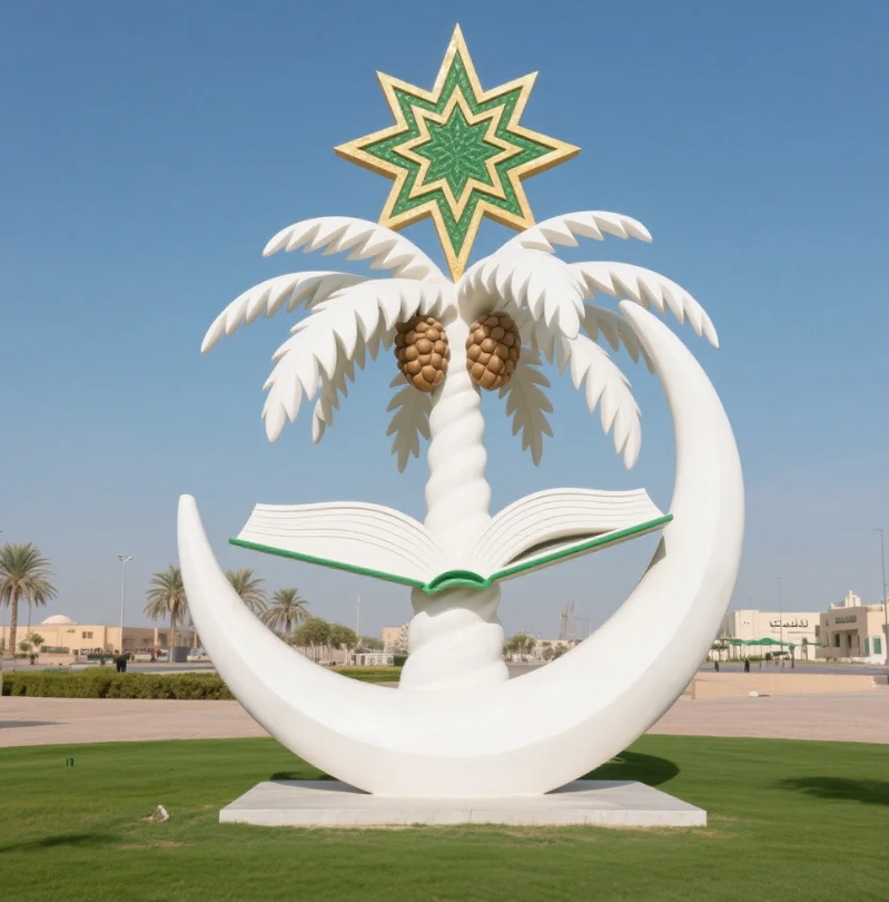 Customized fiberglass sculptures for the school, as well as indoor and outdoor landscape sculptures