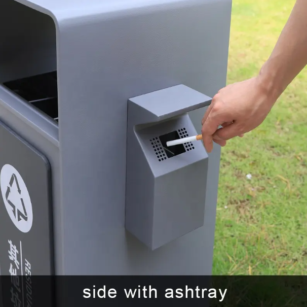 Outdoor waste trash can metal litter bins