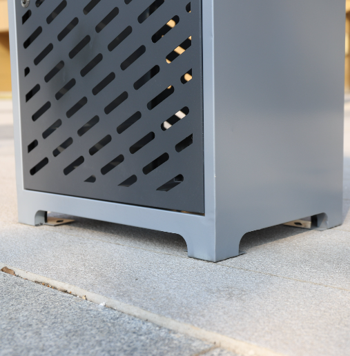 Modern Design Grey Outdoor Trash Bin Metal Garbage Can with Power Coating for Urban Street