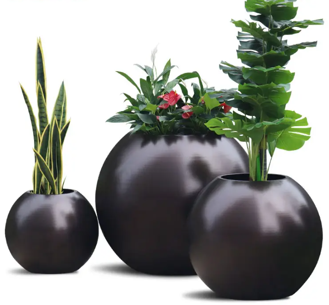 HOT Round Shape Aluminium Planter High Quality Planter Box White Flower Pot