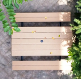 Outdoor Metal Structure Plastic Wood Table and Chair Set for Restaurant Dining and Gatherings