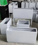 High quality outside rectangle white stainless steel flower pot home decoration outdoor planters long large flower pots for sale