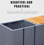 Street Metal Planters Planter Box Outdoor Ues Combinnation Flower Pots and Bench for Public Area