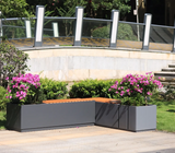 Street Metal Planters Planter Box Outdoor Ues Combinnation Flower Pots and Bench for Public Area