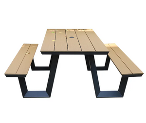 Picnic Tables Outdoor PS Wood Aluminium for Restaurant Outdoor Folding Tables and Chairs Outside Patio Table Set for Event