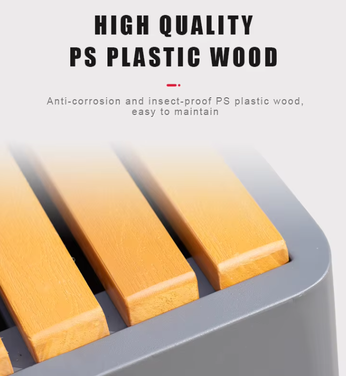 Street Metal Planters Planter Box Outdoor Ues Combinnation Flower Pots and Bench for Public Area