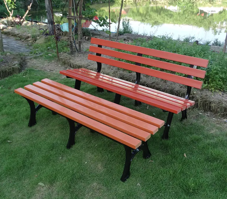Park Chairs Outdoor Benches Anti-corrosive Plastic Wood Bench Bench Iron Long Patio Garden Chairs Row Chair Seats