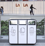 Metal outdoor trash bin