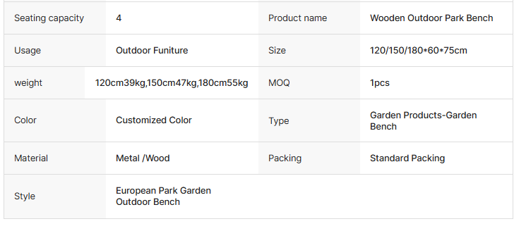 Modern Park Outdoor Bench Solid Wooden Patio Bench Metal Steel Courtyard Backrest Long Bench Outdoor Furniture Waterproof Seat