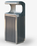 Freestanding Wooden Garbage Can - Outdoor Wooden Trash Bin for Public Area Waste Container
