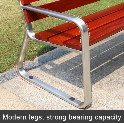 Outdoor Park Stainless Steel Bench Wooden Seating Chair