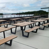 Outdoor Metal Structure Plastic Wood Table and Chair Set for Restaurant Dining and Gatherings