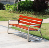 Outdoor Park Stainless Steel Bench Wooden Seating Chair