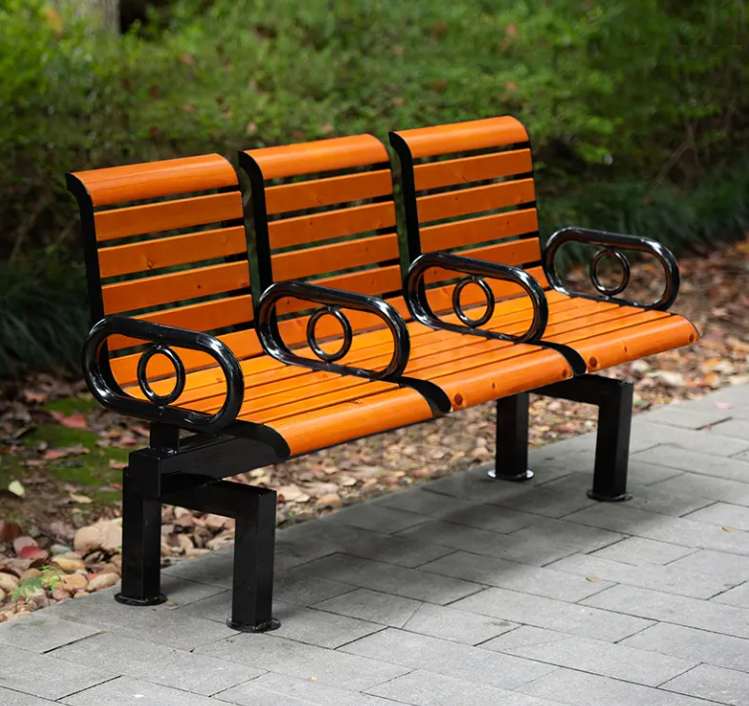 Popular Long Anticorrosive Wood Bench Outside Commercial Furniture Park Outdoor Patio