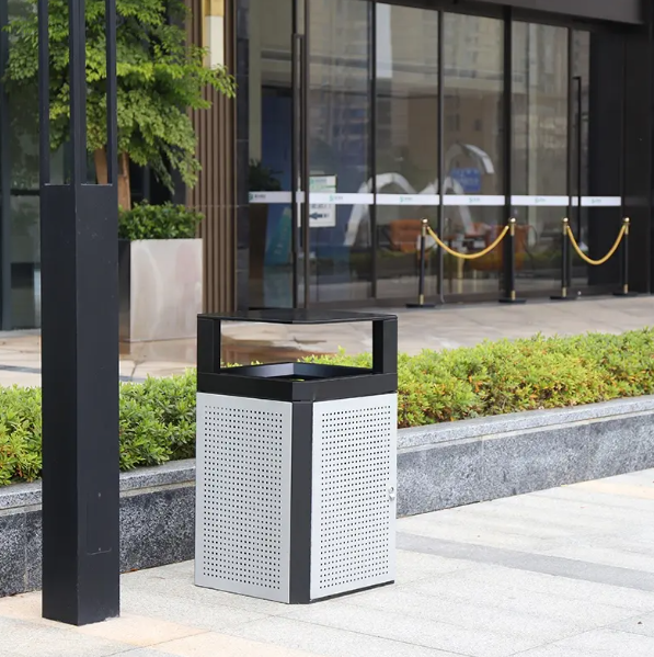 Outdoor trash can for public area 35-40Gal metal trash bin