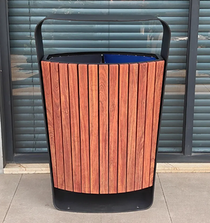 Wooden Recycling Garbage Can - Eco-Friendly Outdoor Wooden Trash Bin for Commercial and Public Use