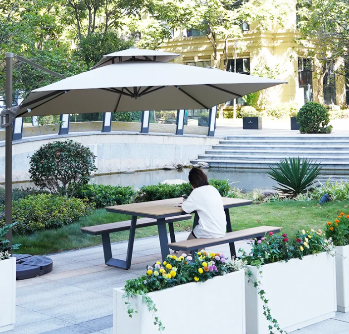 Picnic Tables Outdoor PS Wood Aluminium for Restaurant Outdoor Folding Tables and Chairs Outside Patio Table Set for Event