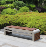 Black Outdoor Public City Furniture Metal Waiting Seat Wooden Urban Bench for Parks and Plazas