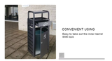 Street Black Trash Can Ashtray Stand Bin Top Metal Dustbins Outdoor Gardens Waste Bin