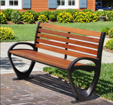 Modern Design Knock-Down Park Benches Street Aluminum and Solid Wood Outdoor Bench for Public Waiting Patio Application