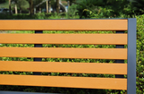 Wood and stainless steel chair garden seating bench