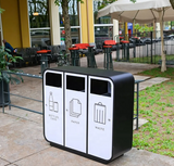 Metal outdoor trash bin