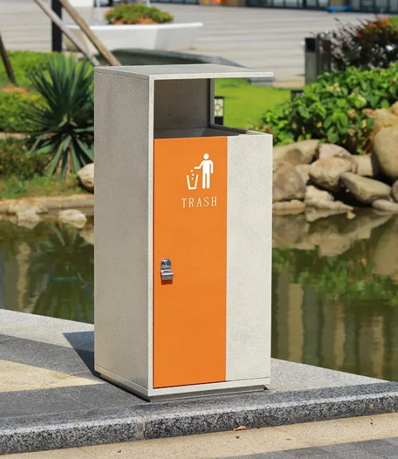 Street public metallic outdoor trash can recyclable litter bin