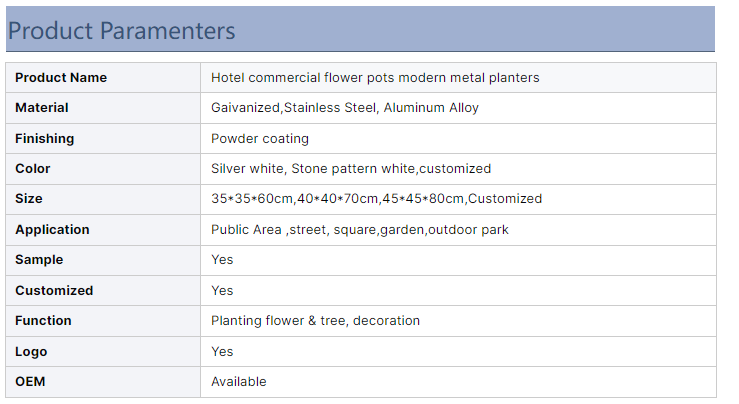 Outdoor Metal Planters Office Flower Box Garden Flower Pot Decorative Park Planters for Street