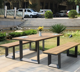 Outdoor Picnic Table Aluminum Table Set Plastic Wood Garden Table for Event Resort Hotel Club