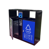 Recycling waste can metal trash can double stainless steel bin outdoor