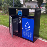 Recycling waste can metal trash can double stainless steel bin outdoor