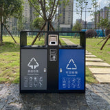 Recycling waste can metal trash can double stainless steel bin outdoor