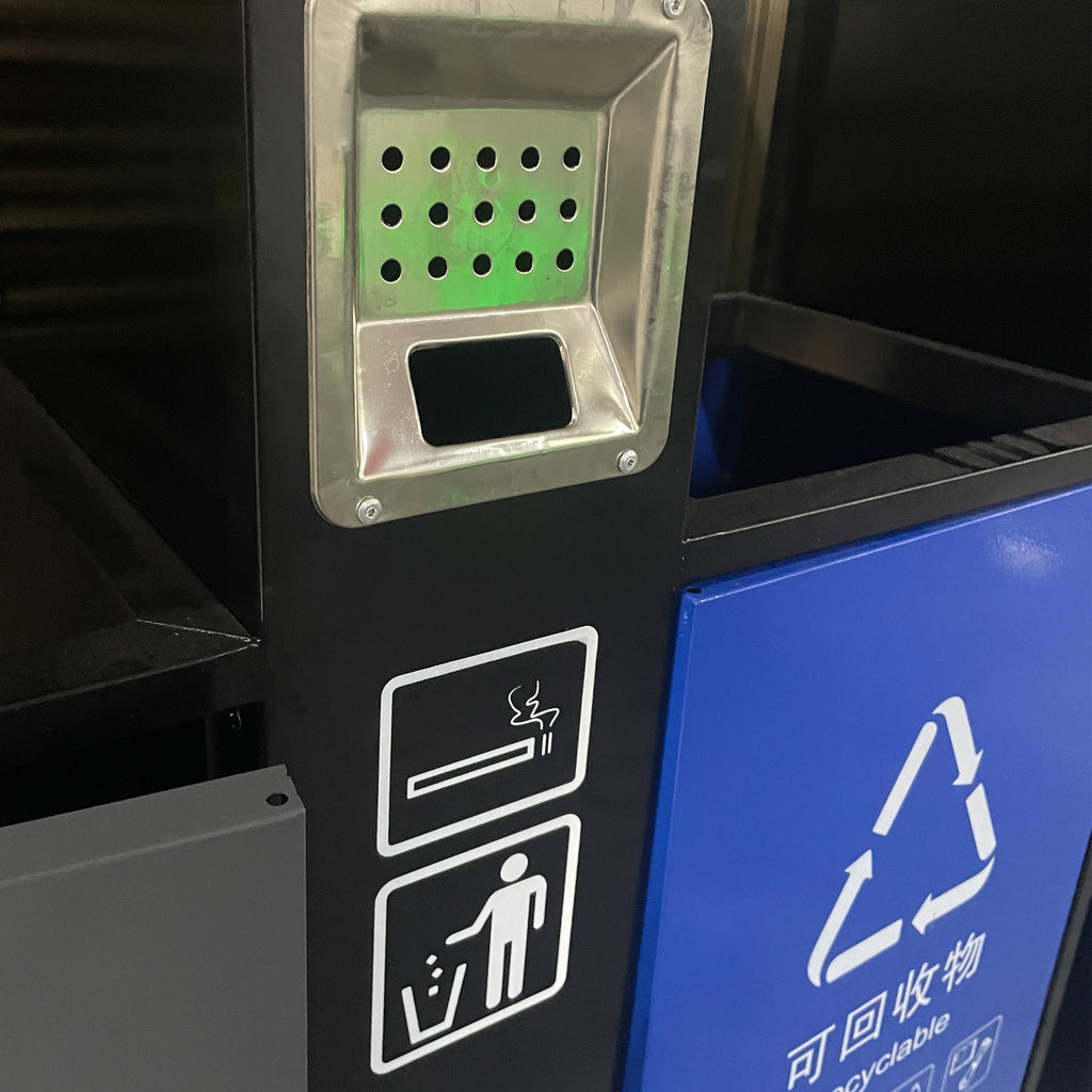 Recycling waste can metal trash can double stainless steel bin outdoor