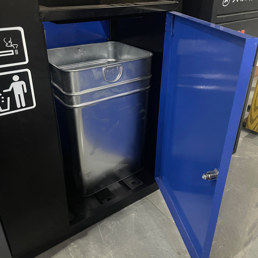 Recycling waste can metal trash can double stainless steel bin outdoor