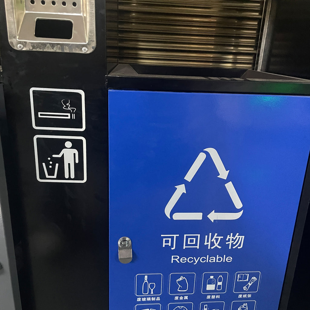 Recycling waste can metal trash can double stainless steel bin outdoor