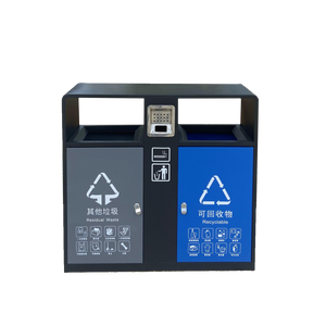 Recycling waste can metal trash can double stainless steel bin outdoor